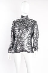 Vintage Roberto Fabris Metallic Ikat Swirl Blouse on Mannequin front at Recess Los Angeles