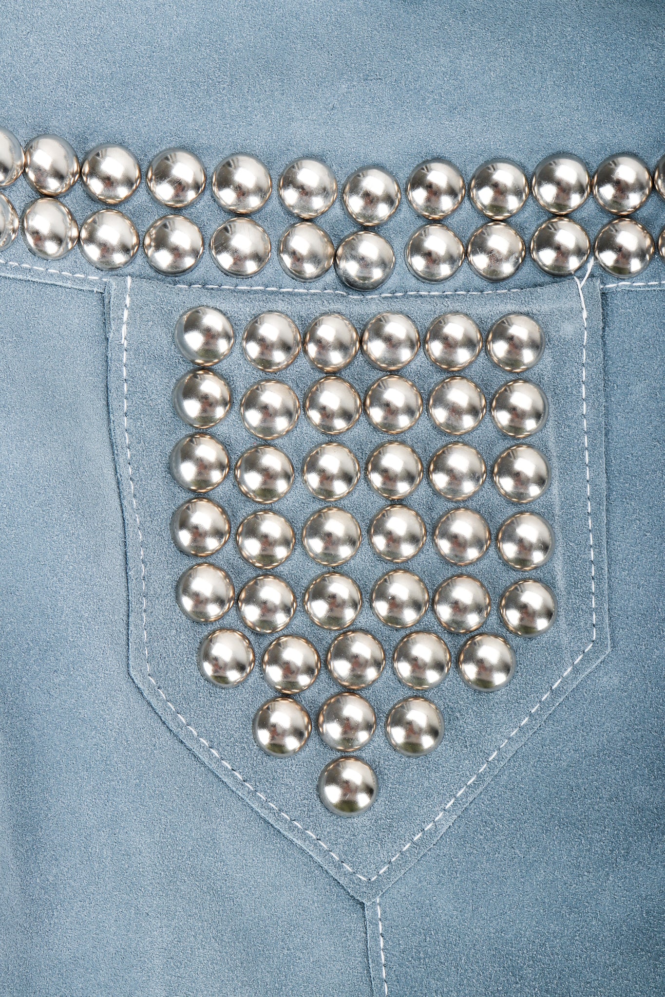 Vintage Roger Kuper Studded Suede Jacket pocket stud detail at Recess