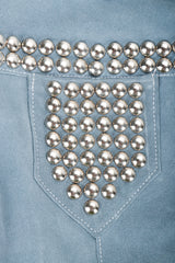 Vintage Roger Kuper Studded Suede Jacket pocket stud detail at Recess