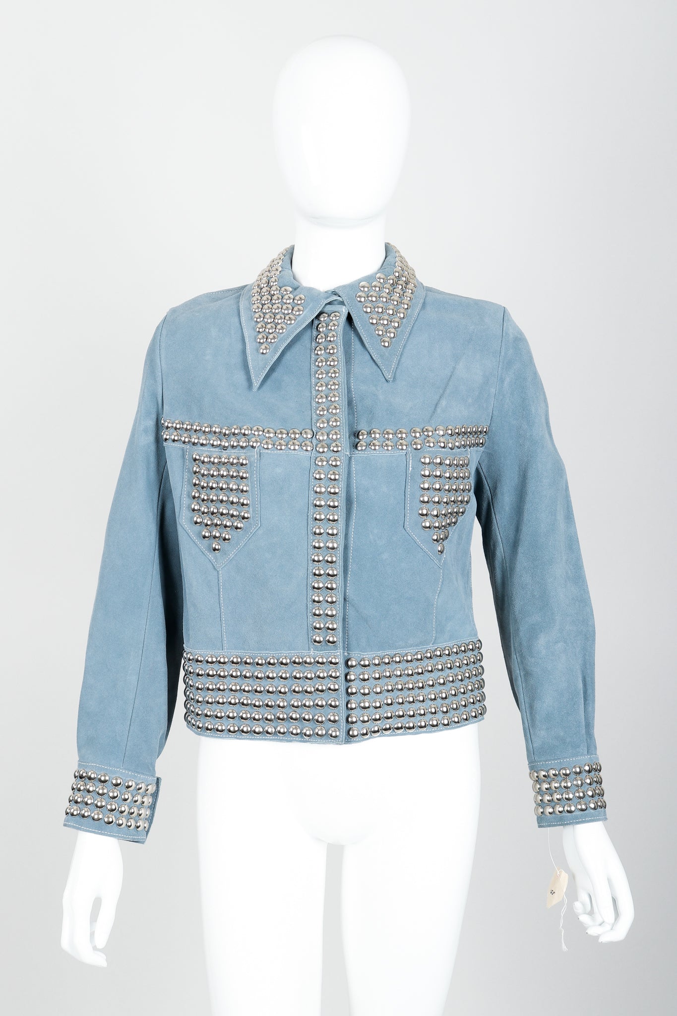 Vintage Roger Kuper Studded Suede Jacket on Mannequin front at Recess Los Angeles