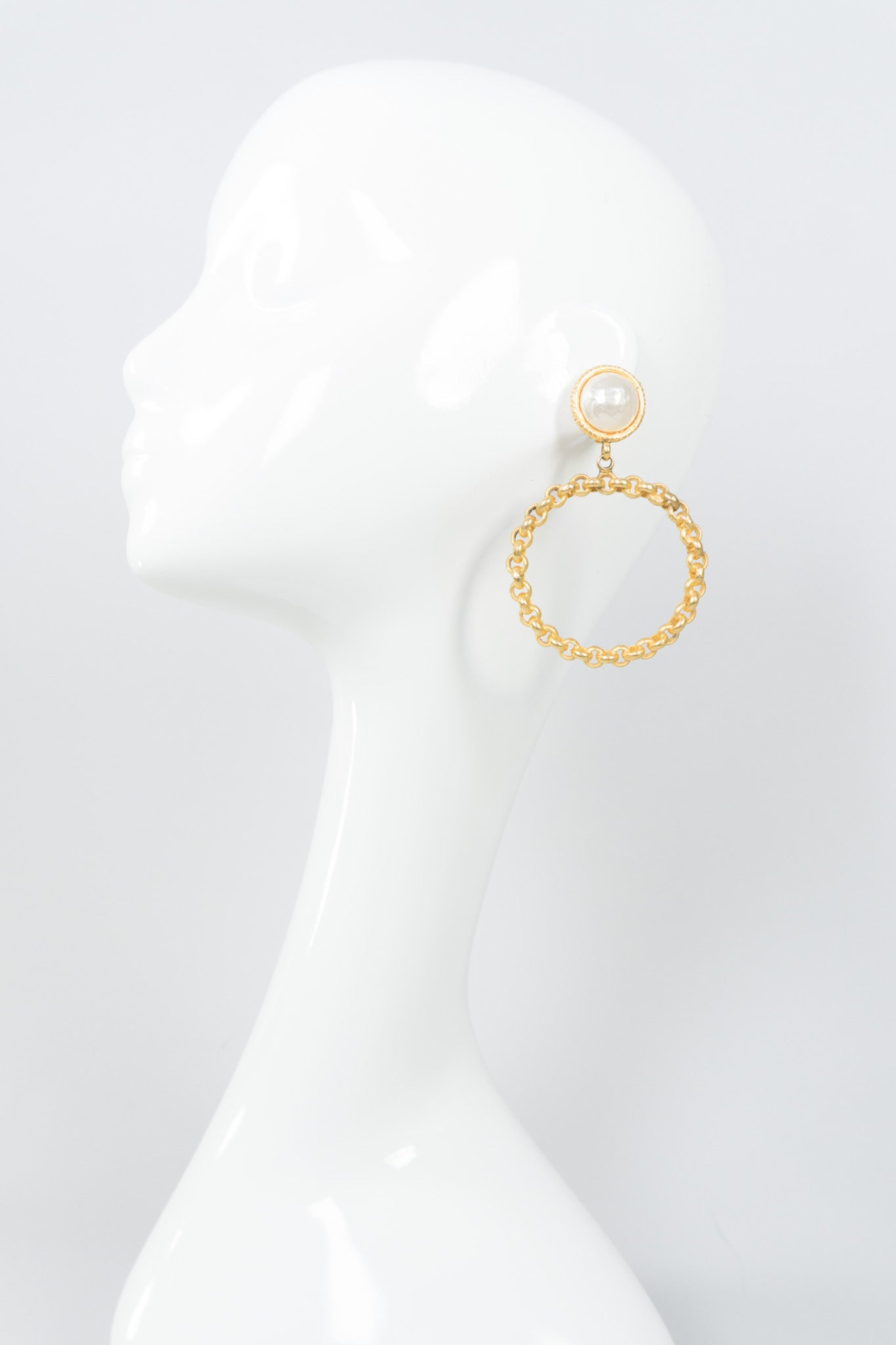 Deanna Hamro Pearl Chain Clip Hoop Earrings