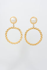 Deanna Hamro Pearl Chain Clip Hoop Earrings