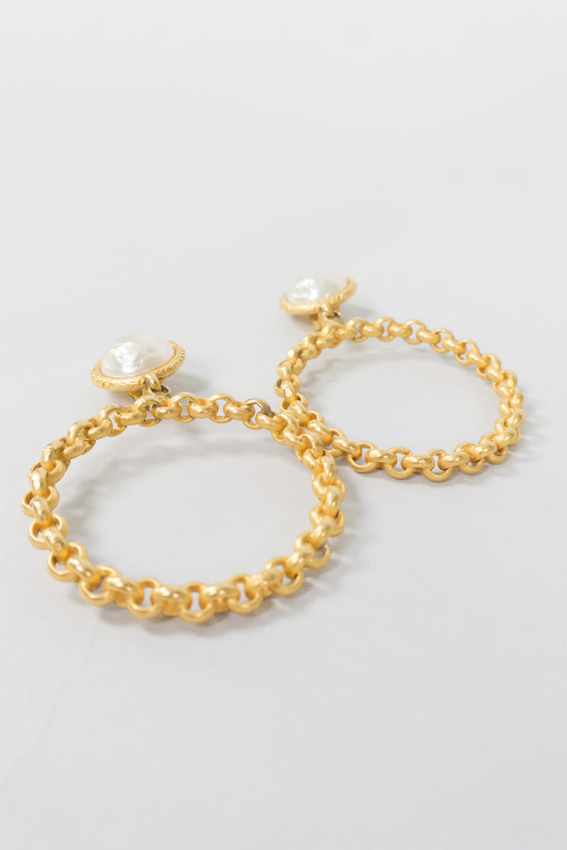 Deanna Hamro Pearl Chain Clip Hoop Earrings