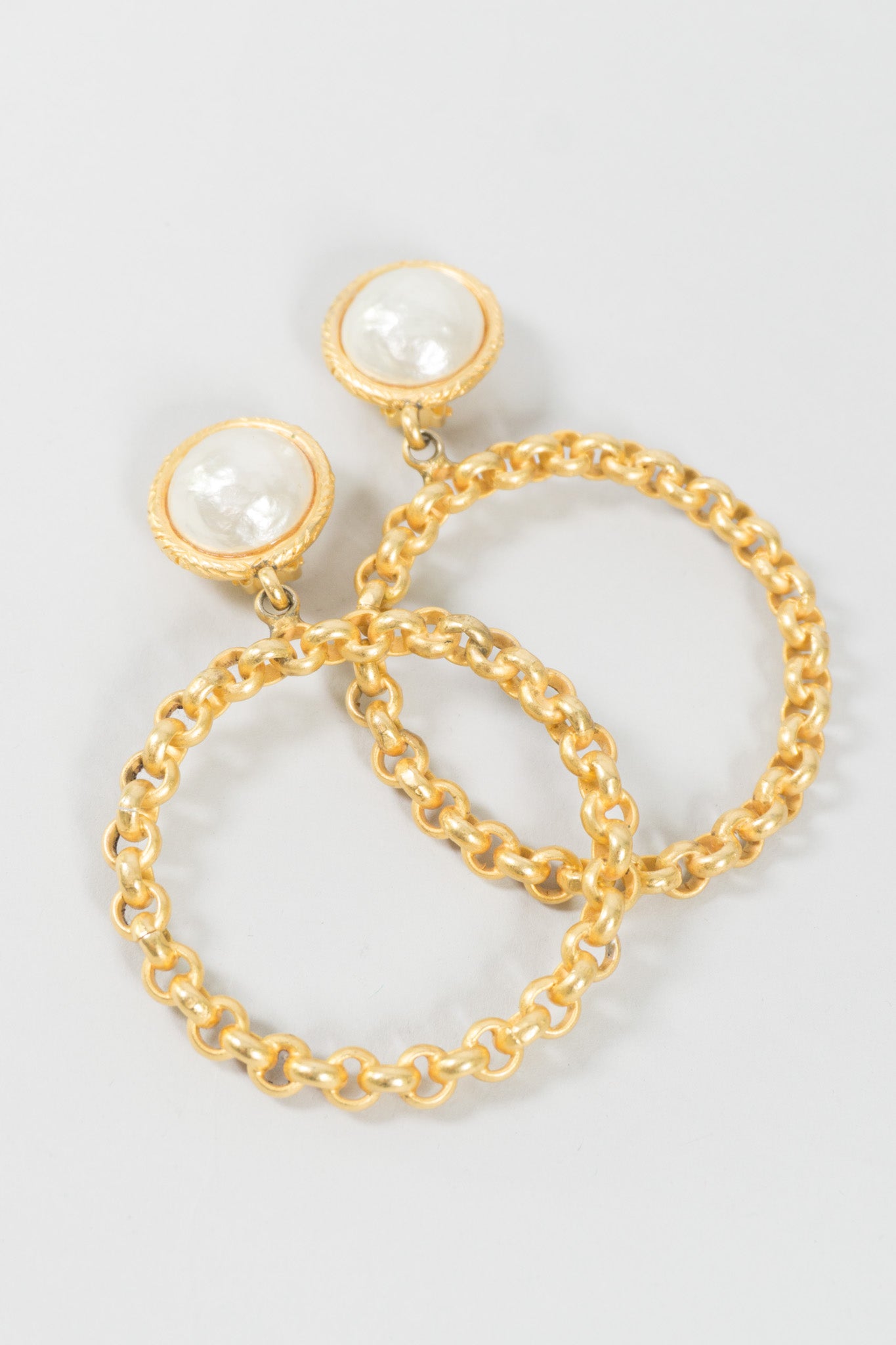 Deanna Hamro Pearl Chain Clip Hoop Earrings