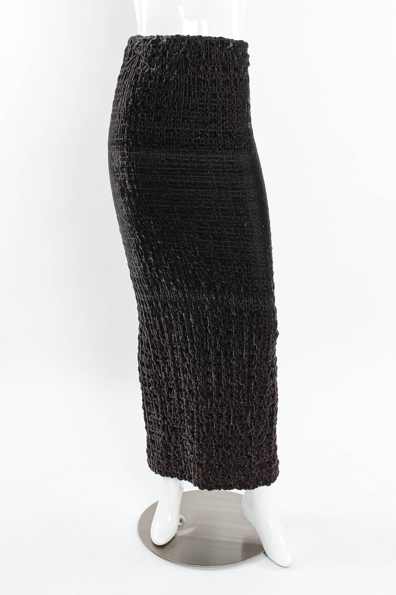 Vintage Romeo Gigli Chenille Velvet Skirt mannequin front @ Recess LA