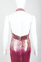 Vintage Ruben Panis Ombré Sequin Halter Gown on Mannequin Backless Halter at Recess