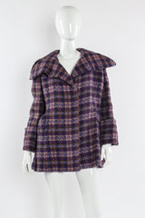 Vintage Rudi Gernreich Plaid Tartan Wool Coat mannequin front @ Recess Los Angeles