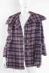 Vintage Rudi Gernreich Plaid Tartan Wool Coat mannequin front unbuttoned @ Recess Los Angeles