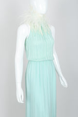 Vintage Saz International Silk Ostrich Feather Collar Dress on Mannequin angle crop at Recess