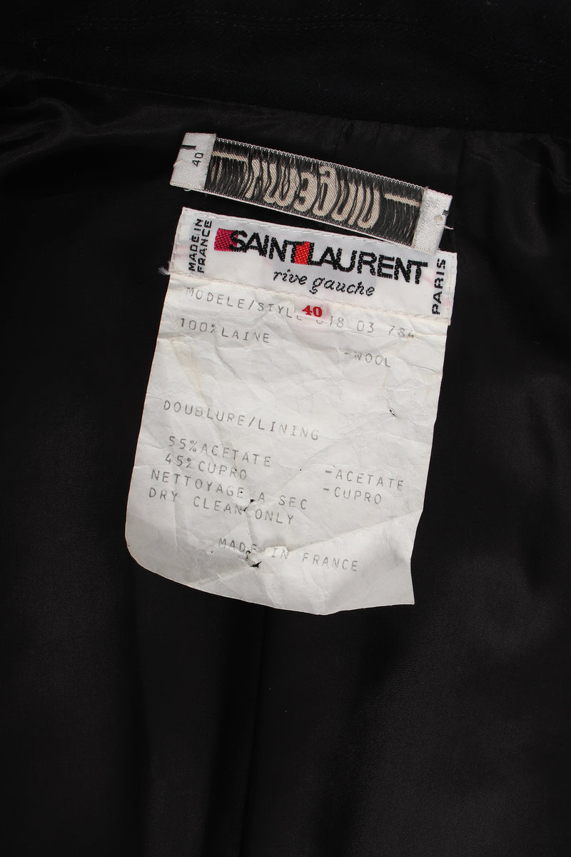 Vintage YSL Yves Saint Laurent Braided Yarn Tipped Blazer label at Recess Los Angeles