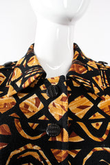 Vintage YSL Yves Saint Laurent Wax Print Safari Jacket on Mannequin collar at Recess LA