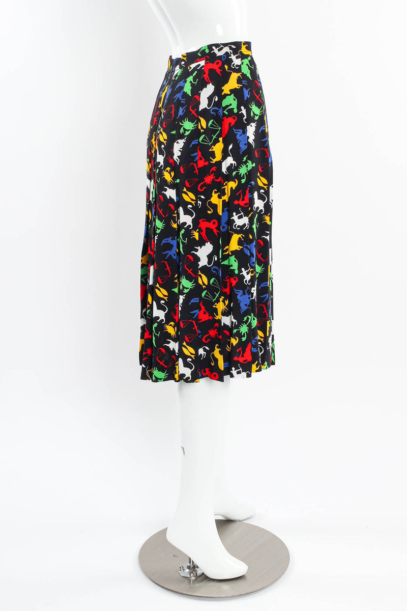 Vintage Saint Laurent 1982 Zodiac Sign Pleated Skirt mannequin side @ Recess Los Angeles