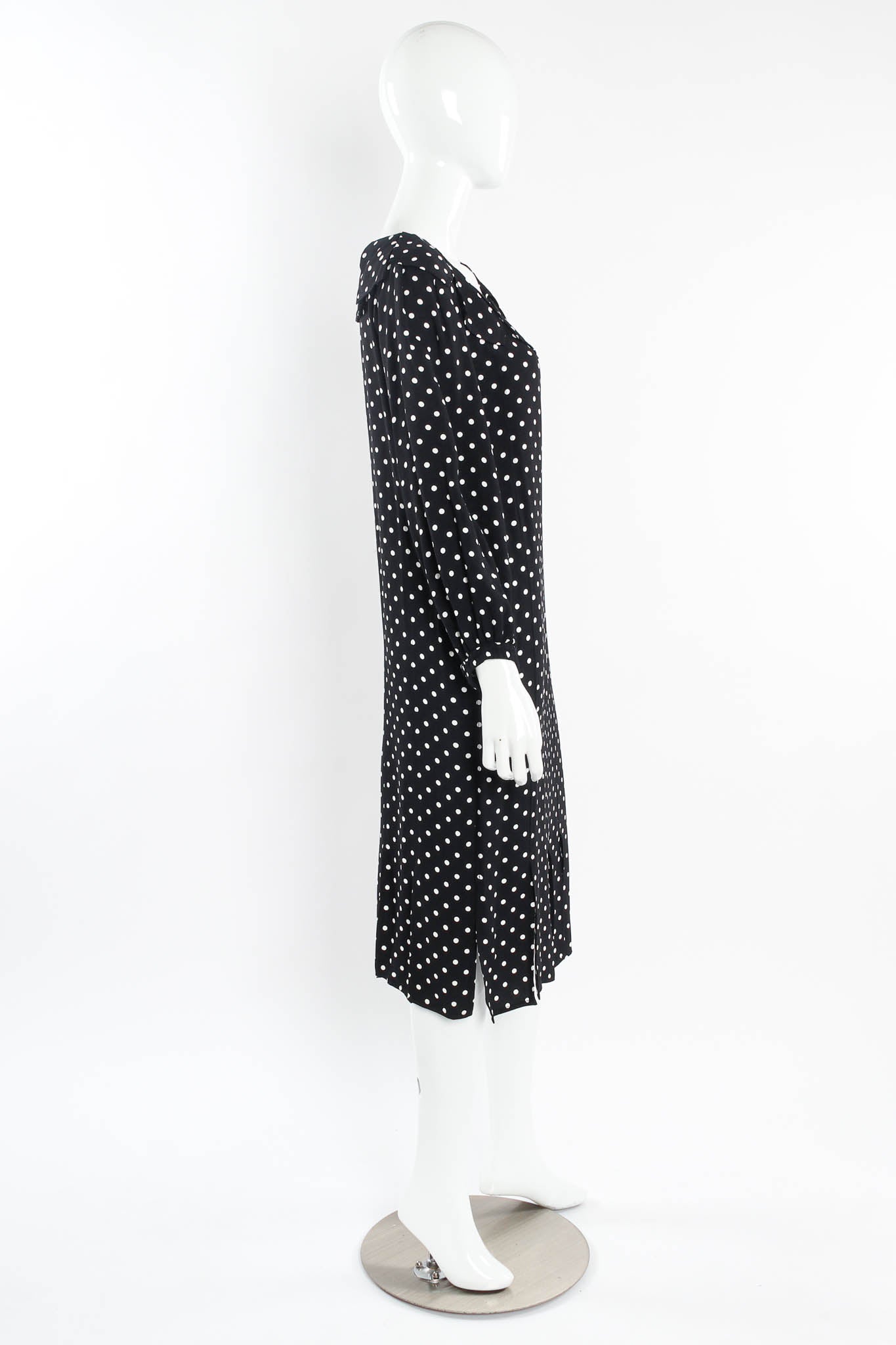 Vintage Saint Laurent 1981 S/S Polka Dot Carwash Pleat Dress mannequin side @ Recess Los Angeles