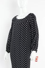 Vintage Saint Laurent 1981 S/S Polka Dot Carwash Pleat Dress mannequin front close @ Recess Los Angeles