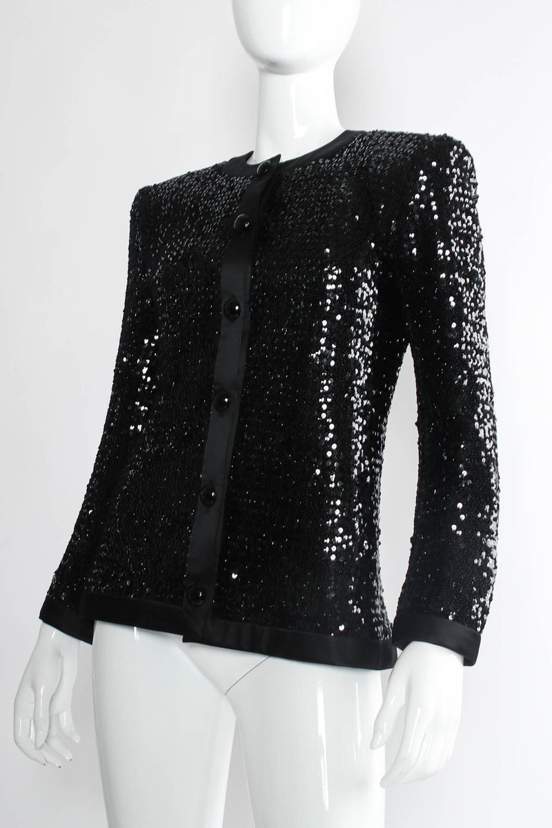 Vintage Saint Laurent 1980s Satin Sequin Jacket mannequin angle @ Recess Los Angeles