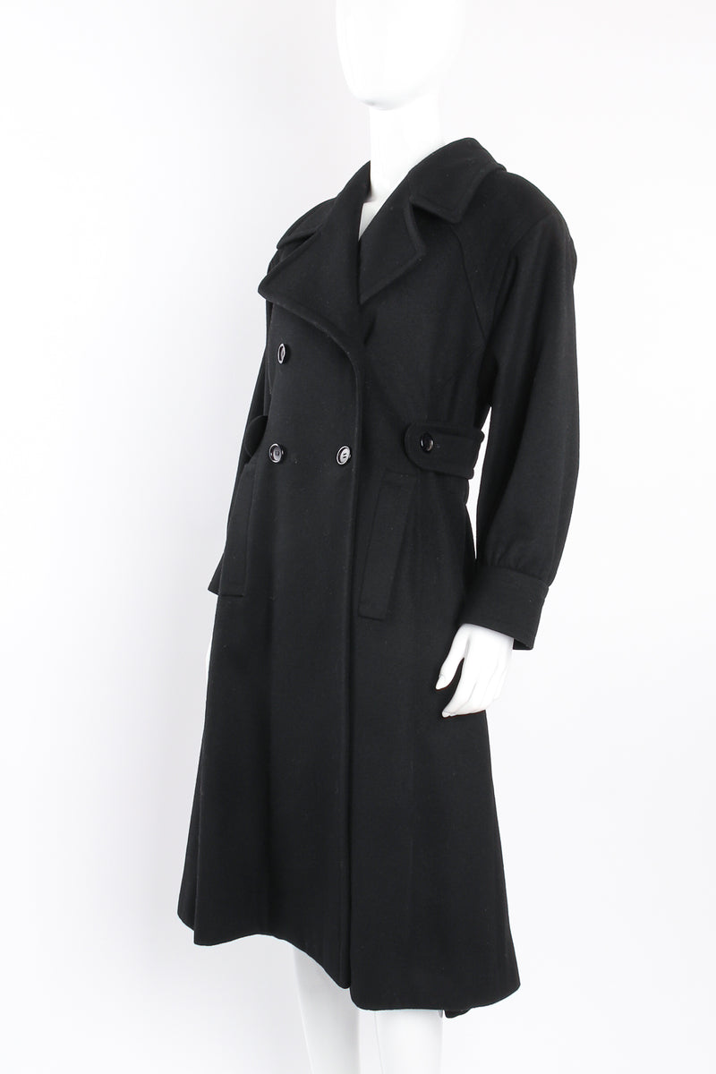 Vintage Yves Saint Laurent YSL Wool Princess Peacoat on mannequin crop at Recess Los Angeles