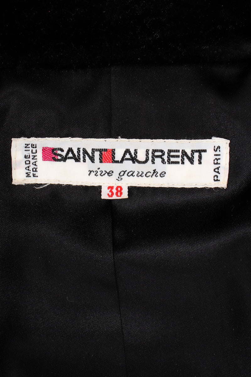 Vintage YSL Yves Saint Laurent Velvet Embroidered Jacket label @ Recess LA