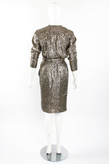 Vintage YSL Yves Saint Laurent Squiggle Lamé Blouse & Skirt Set on Mannequin back at Recess LA