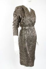 Vintage YSL Yves Saint Laurent Squiggle Lamé Blouse & Skirt Set on Mannequin Angle at Recess LA