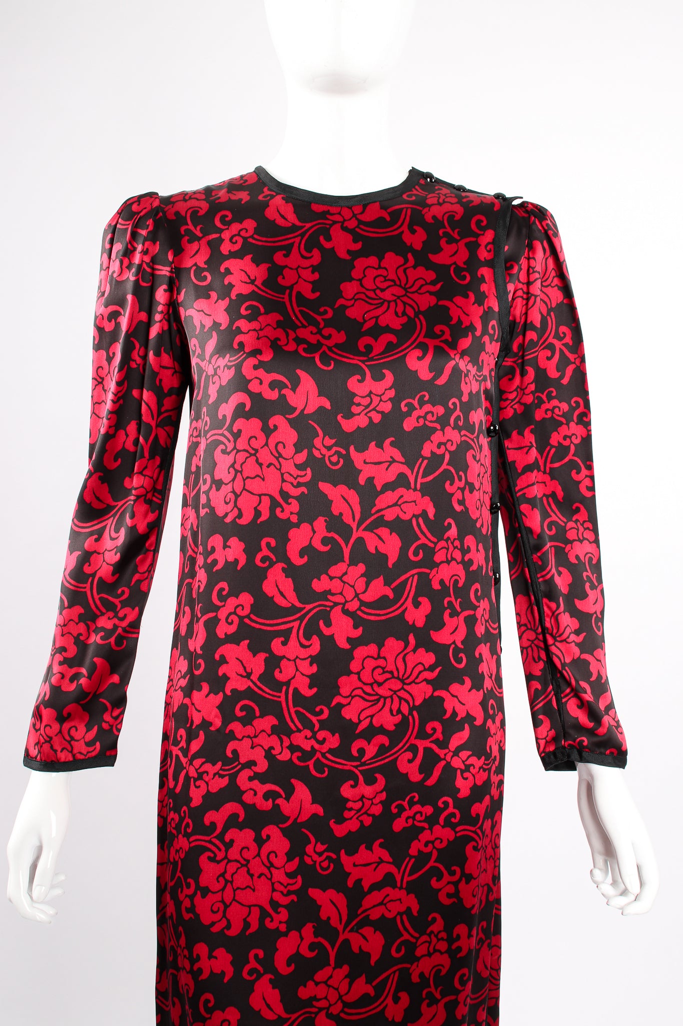 Vintage Yves Saint Laurent YSL Floral Damask Shift Dress on Mannequin crop at Recess LA