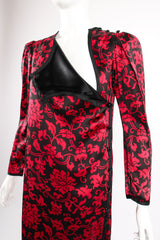 Vintage Yves Saint Laurent YSL Floral Damask Shift Dress on Mannequin front open at Recess LA