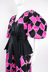 Vintage YSL Yves Saint Laurent Harlequin Balloon Sleeve Peplum Dress Mannequin sleeve @ Recess