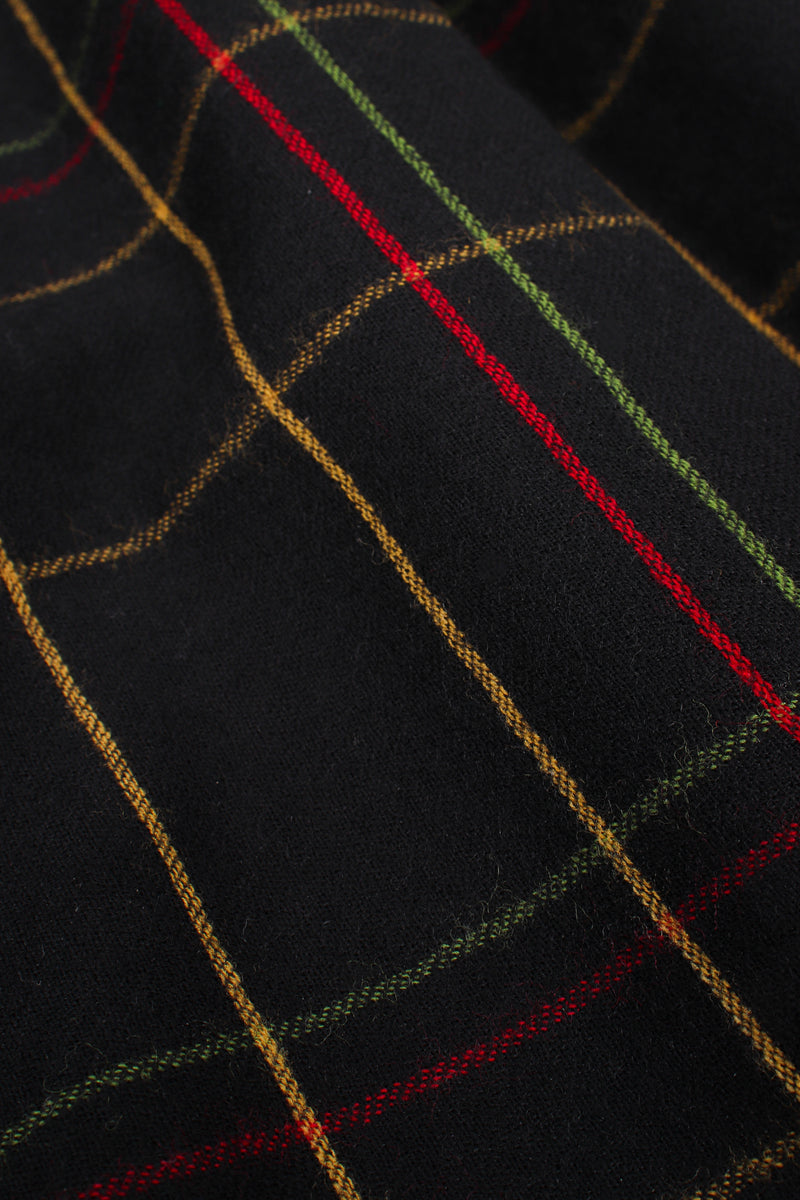 Vintage Yves Saint Laurent YSL Flannel Checked Velvet Bodice Dress fabric detail at Recess LA