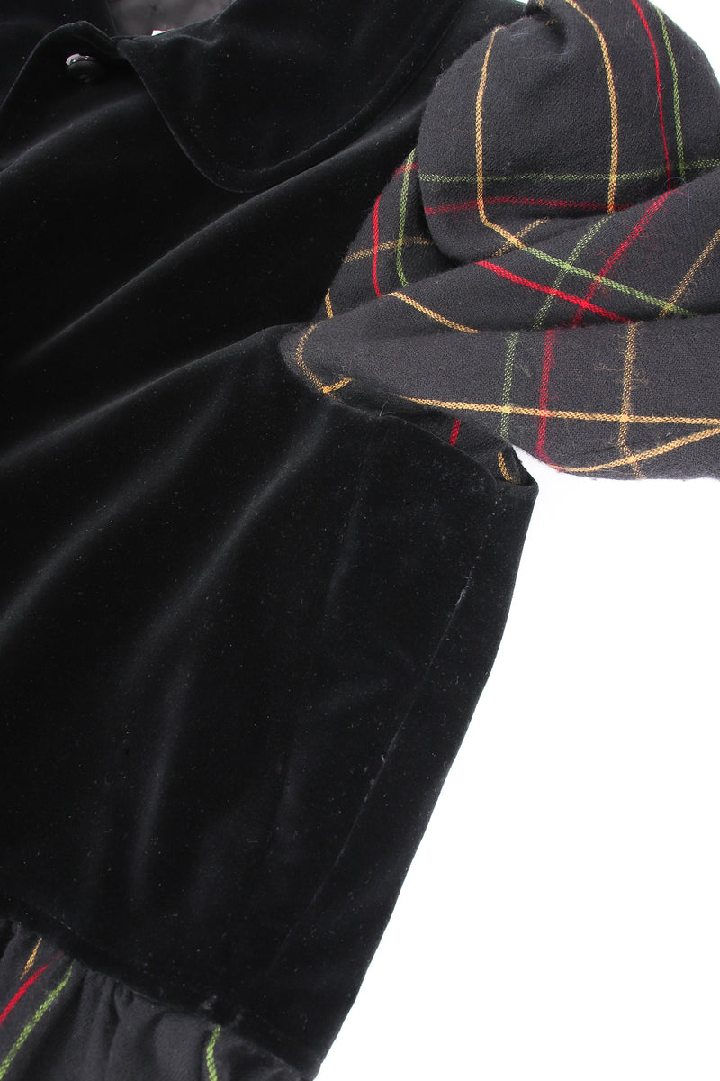 Vintage Yves Saint Laurent YSL Flannel Checked Velvet Bodice Dress alteration at Recess LA