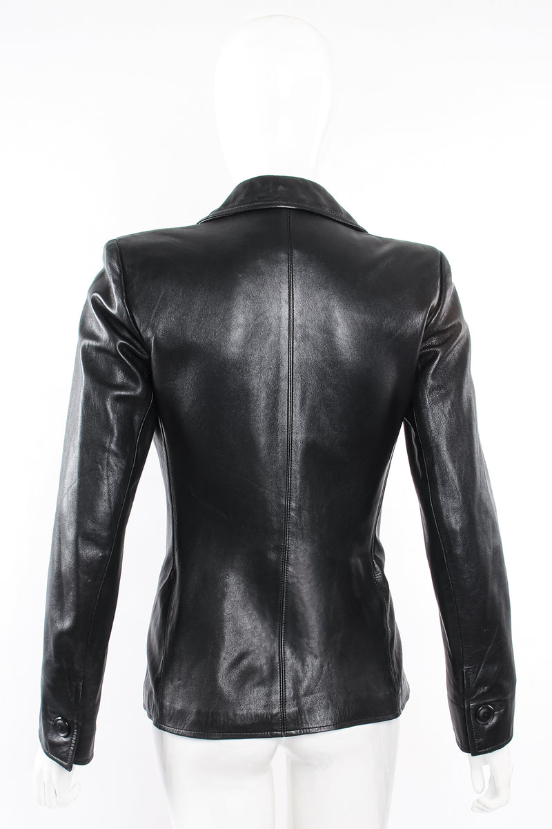 Vintage Yves Saint Laurent YSL Nipped Waist Leather Blazer on Mannequin back at Recess LA