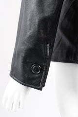 Vintage Yves Saint Laurent YSL Nipped Waist Leather Blazer on Mannequin sleeve cuff @ Recess LA