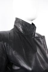 Vintage Yves Saint Laurent YSL Nipped Waist Leather Blazer on Mannequin collar detail at Recess LA