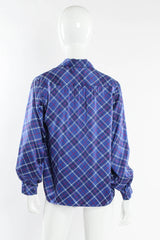 Vintage Saint Laurent Silk Plaid Print Blouse mannequin back @ Recess Los Angeles