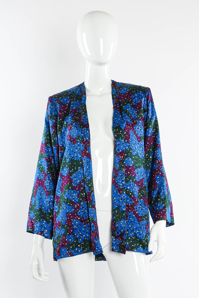 Vintage Saint Laurent Abstract Speckle Silk Jacket mannequin front @ Recess Los Angeles