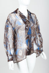 Vintage Yves Saint Laurent YSL Rive Gauche Ankara Organza Blouse on mannequin angled at Recess