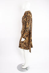 Vintage Yves Saint Laurent YSL Leopard Scarf Dress on Mannequin side at Recess Los Angeles