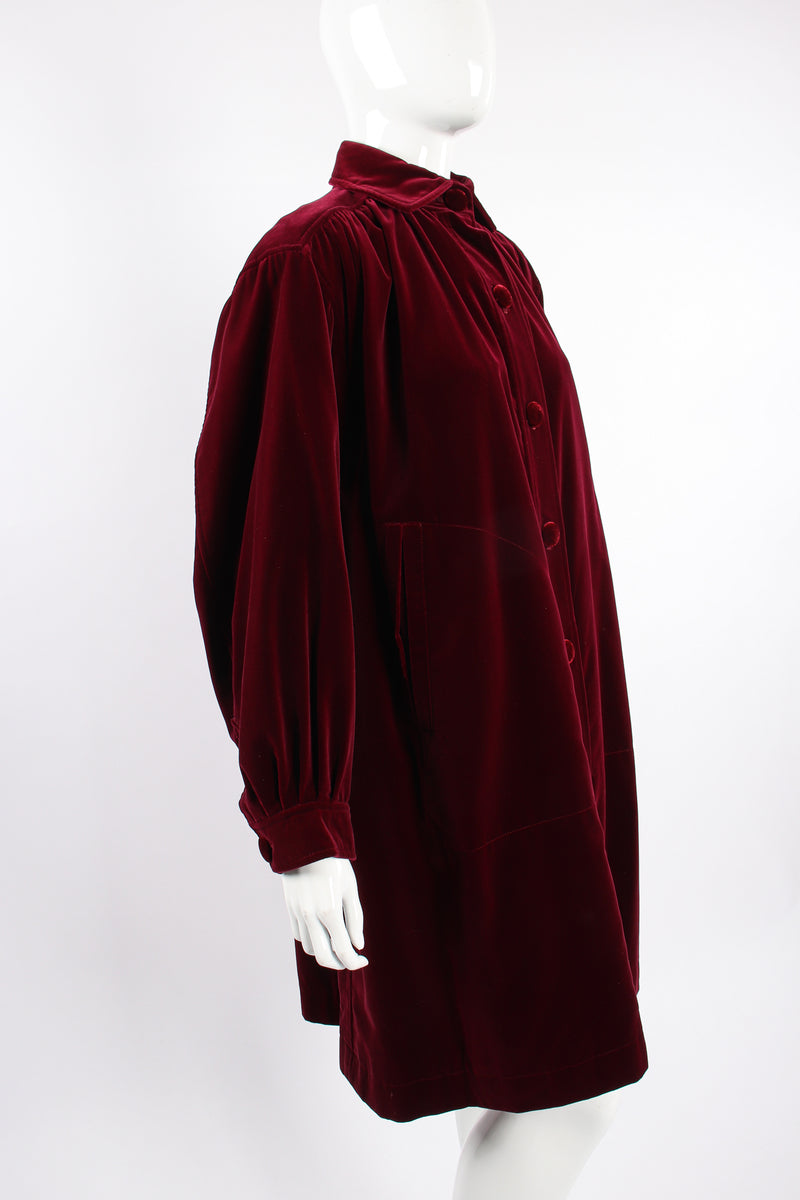 Vintage YSL Yves Saint Laurent Velvet Swing Coat on Mannequin crop at Recess Los Angeles