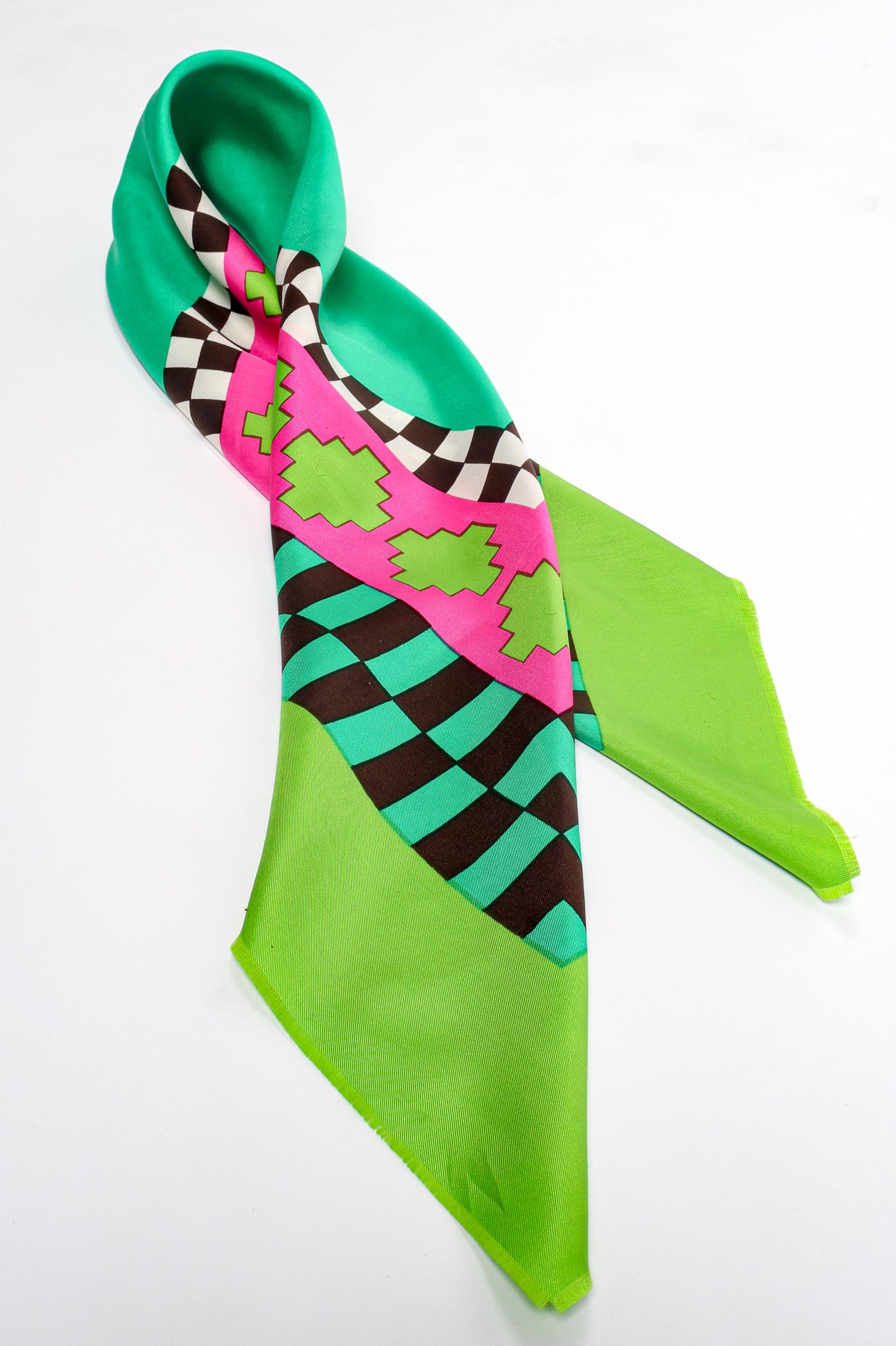 Vintage Yves Saint Laurent YSL Geometric Checkered Border Scarf at Recess Los Angeles