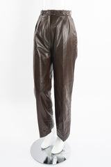 Vintage YSL Yves Saint Laurent Pleated Leather Trouser on mannequin angle at Recess Los Angeles