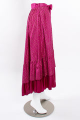 Vintage YSL Yves Saint Laurent Tiered Ruffle Hem Lamé Dot Skirt on Mannequin side at Recess LA