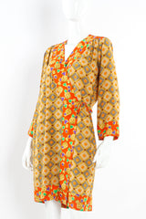 Vintage Yves Saint Laurent Fleur Jeweled Print Wrap Dress mannequin close up @ Recess LA