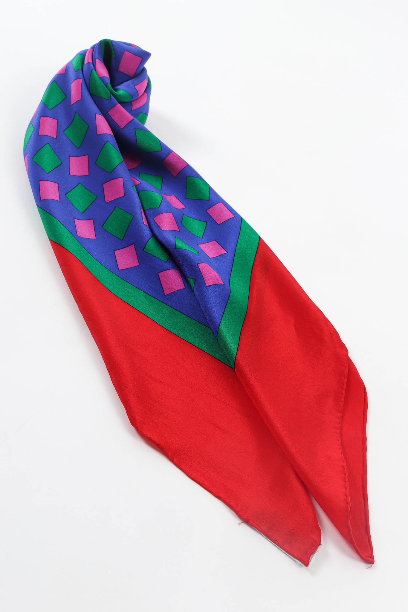 Vintage Yves Saint Laurent Silk Geo Shapes Scarf folded flat @ Recess Los Angeles