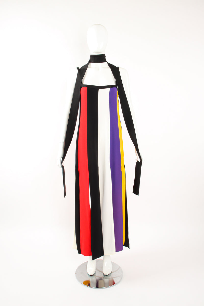 Vintage YSL Yves Saint Laurent Mondrian Stripe Carwash Sash Dress on Mannequin sash @ Recess LA