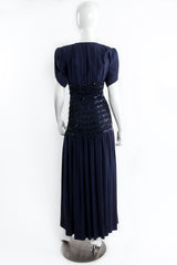 Vintage Yves Saint Laurent YSL Gathered Drop Waist Film Noir Gown on mannequin back at Recess LA