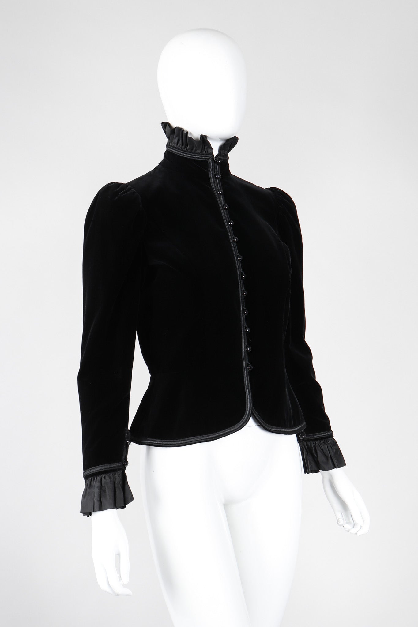 Recess Los Angeles Vintage Yves Saint Laurent YSL Victorian Velvet Ruffle Jacket