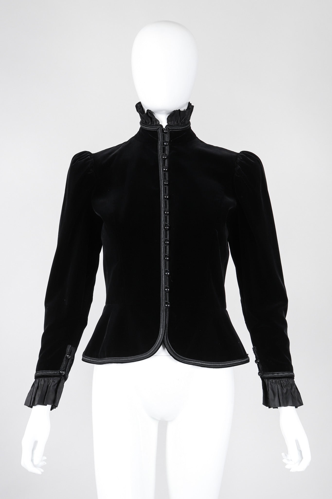 Recess Los Angeles Vintage Yves Saint Laurent YSL Victorian Velvet Ruffle Jacket