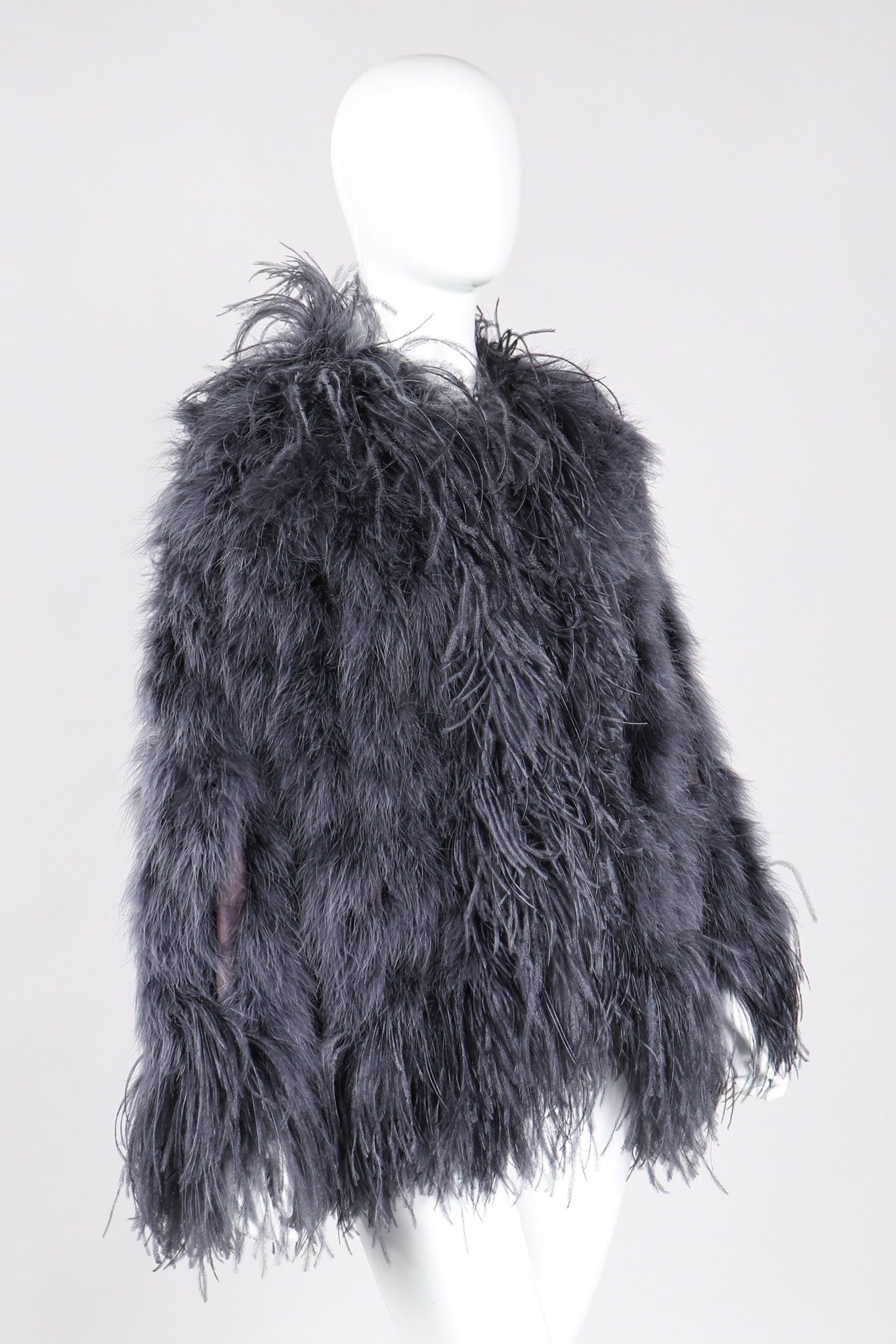 Recess Los Angeles Vintage YSL Yves Saint Laurent 70s Liberation Collection Marabou & Ostrich Feather Glam Rockstar Jacket