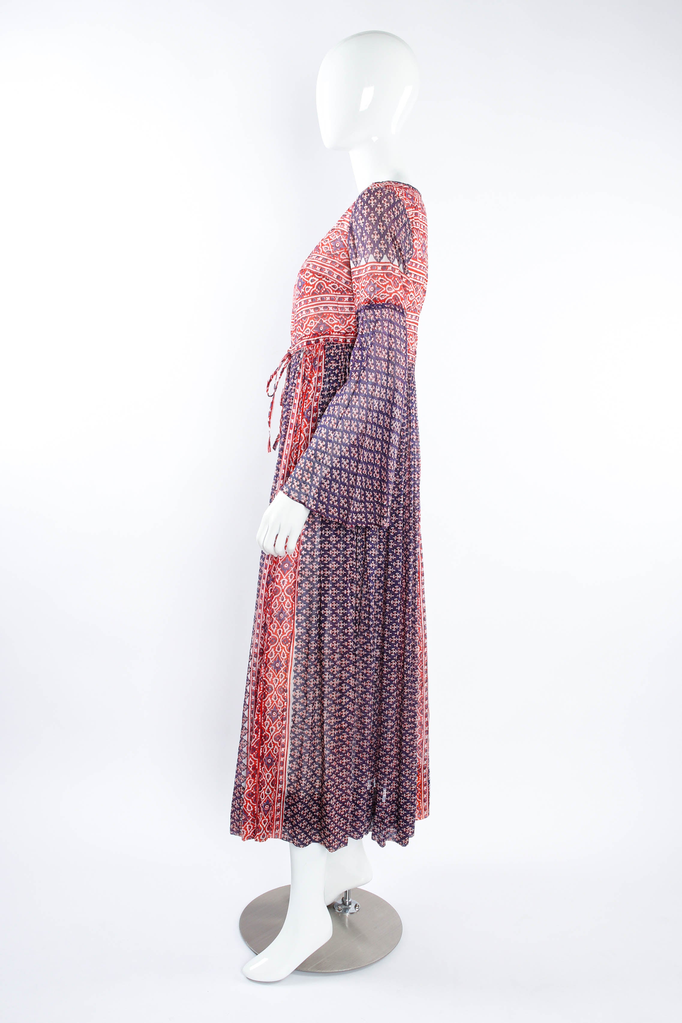 Vintage Saks Fifth Avenue Bandana Peasant Maxi Dress on mannequin side at Recess Los Angeles