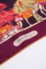 Vintage Salvatore Ferragamo Medina Camel Parade Silk Scarf signature at Recess Los Angeles