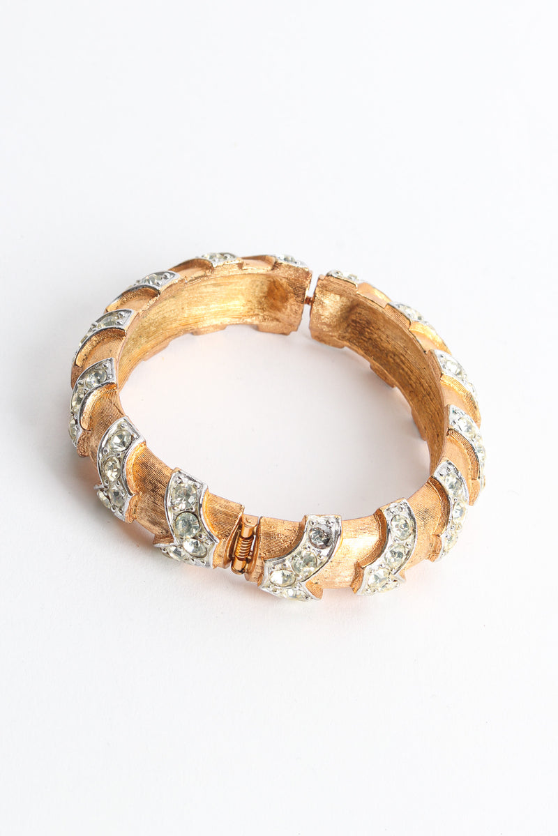 Vintage Sarah Coventry Chevron Rhinestone Mixed Metal Bracelet I hinge angle @ Recess LA