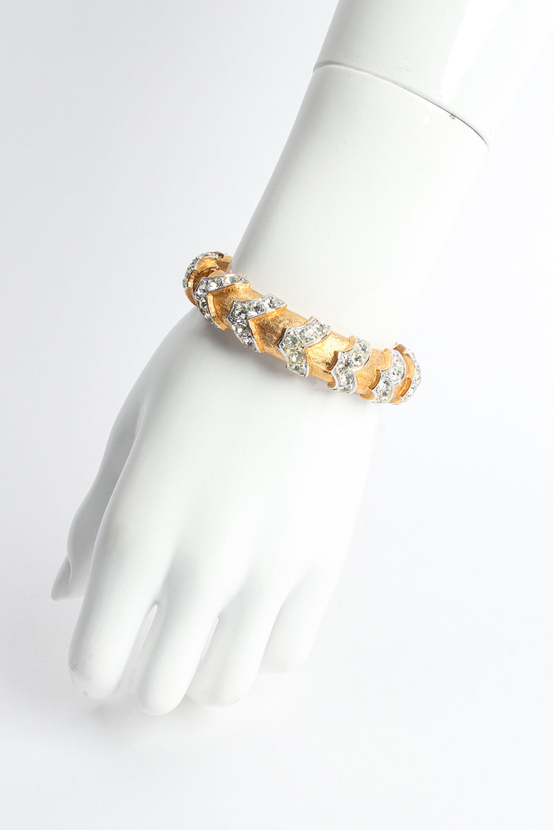 Vintage Sarah Coventry Chevron Rhinestone Mixed Metal Bracelet I on mannequin @ Recess LA